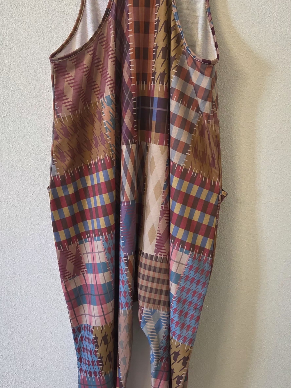 Boho Patchwork Houndstooth Jumpsuit NWT Small - Picture 5 of 5